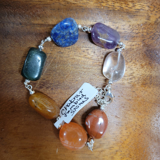 Chakra tumbled stones clasp bracelet