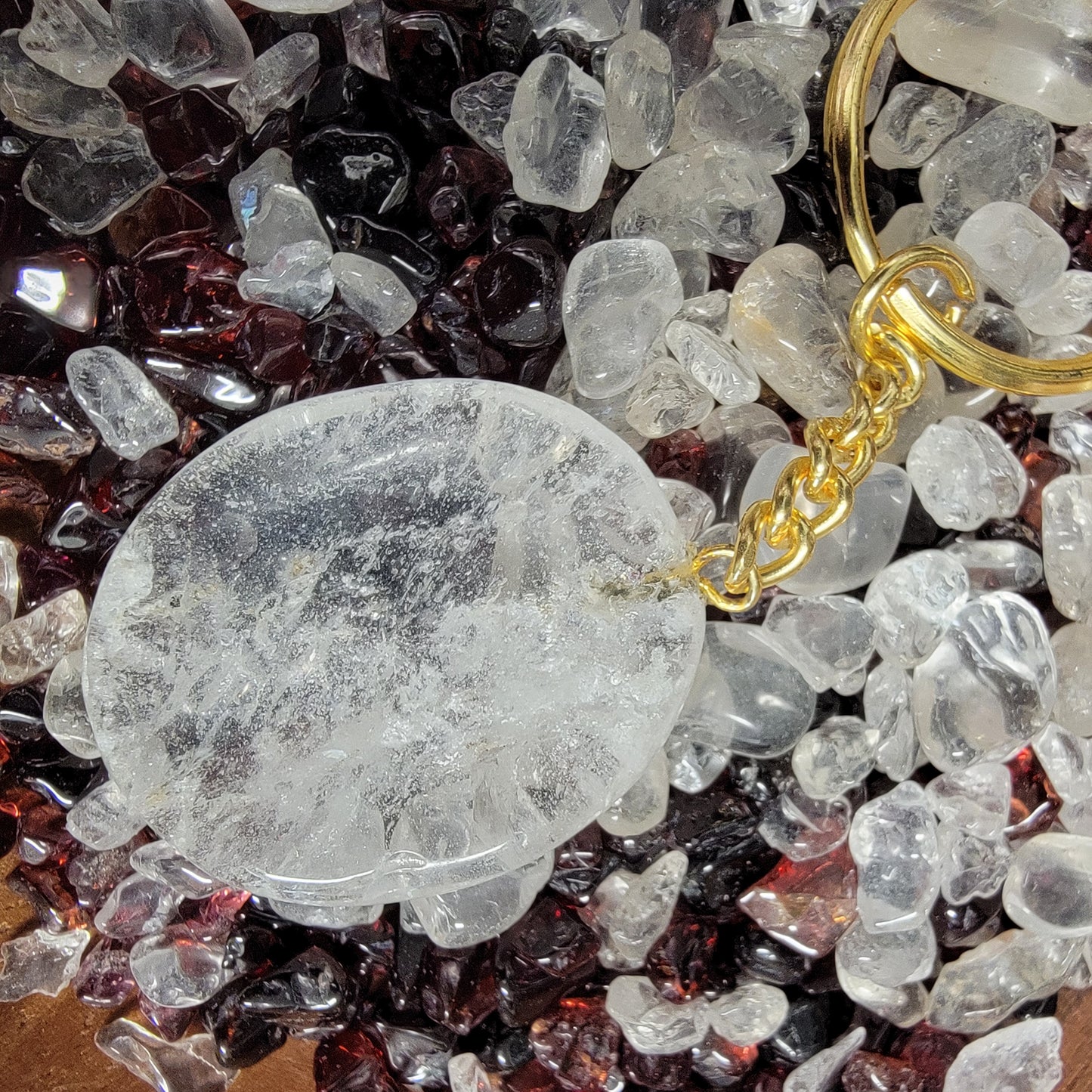 Quartz worry stone keychain