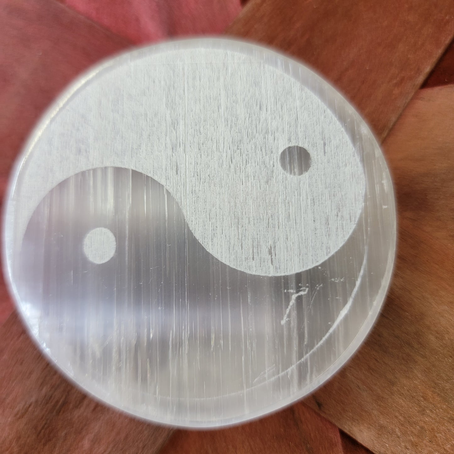 Yin Yang Selenite Plate 3"