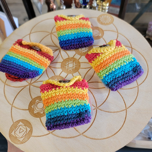 Rainbow Crochet Crystal Pouch