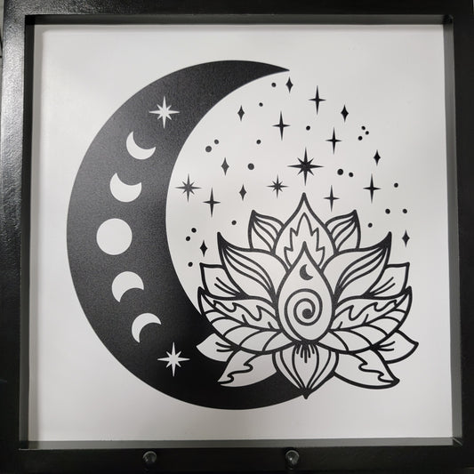 Lotus Moon Wood Sign