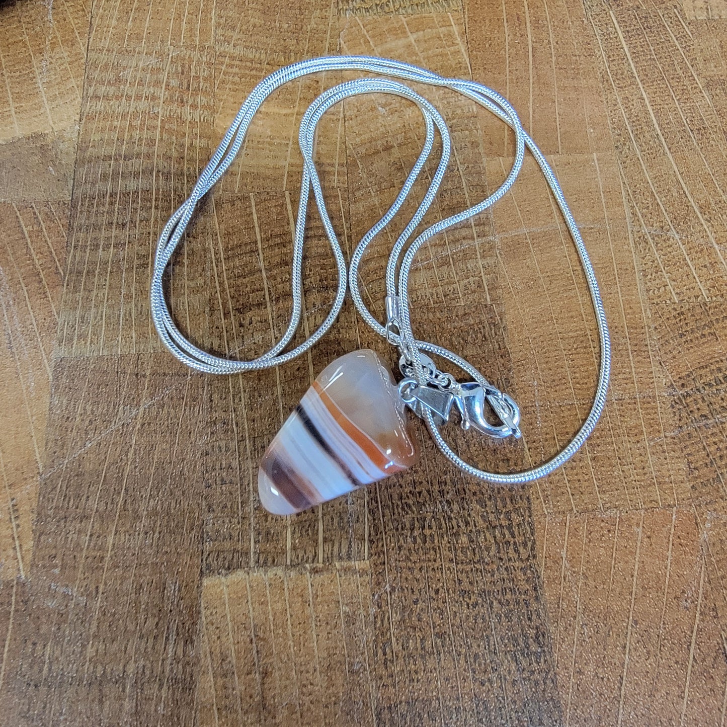 Agate Cube Pendant Necklace