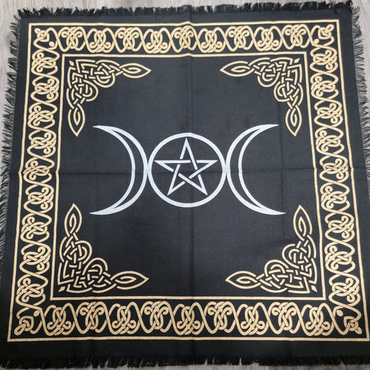 Gold and Silver Triple Moon Alter Cloth
