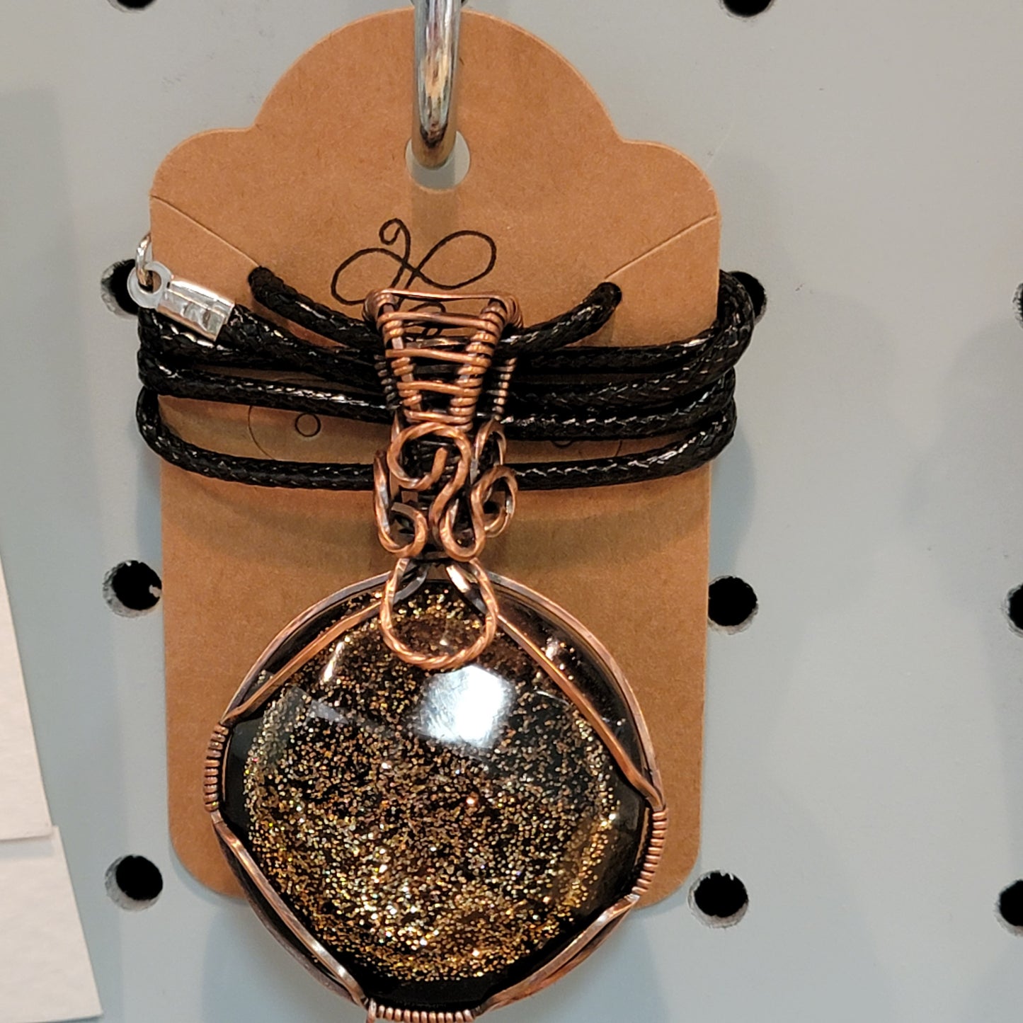 Copper Wrapped Faceted Orgonite Pendant Necklace