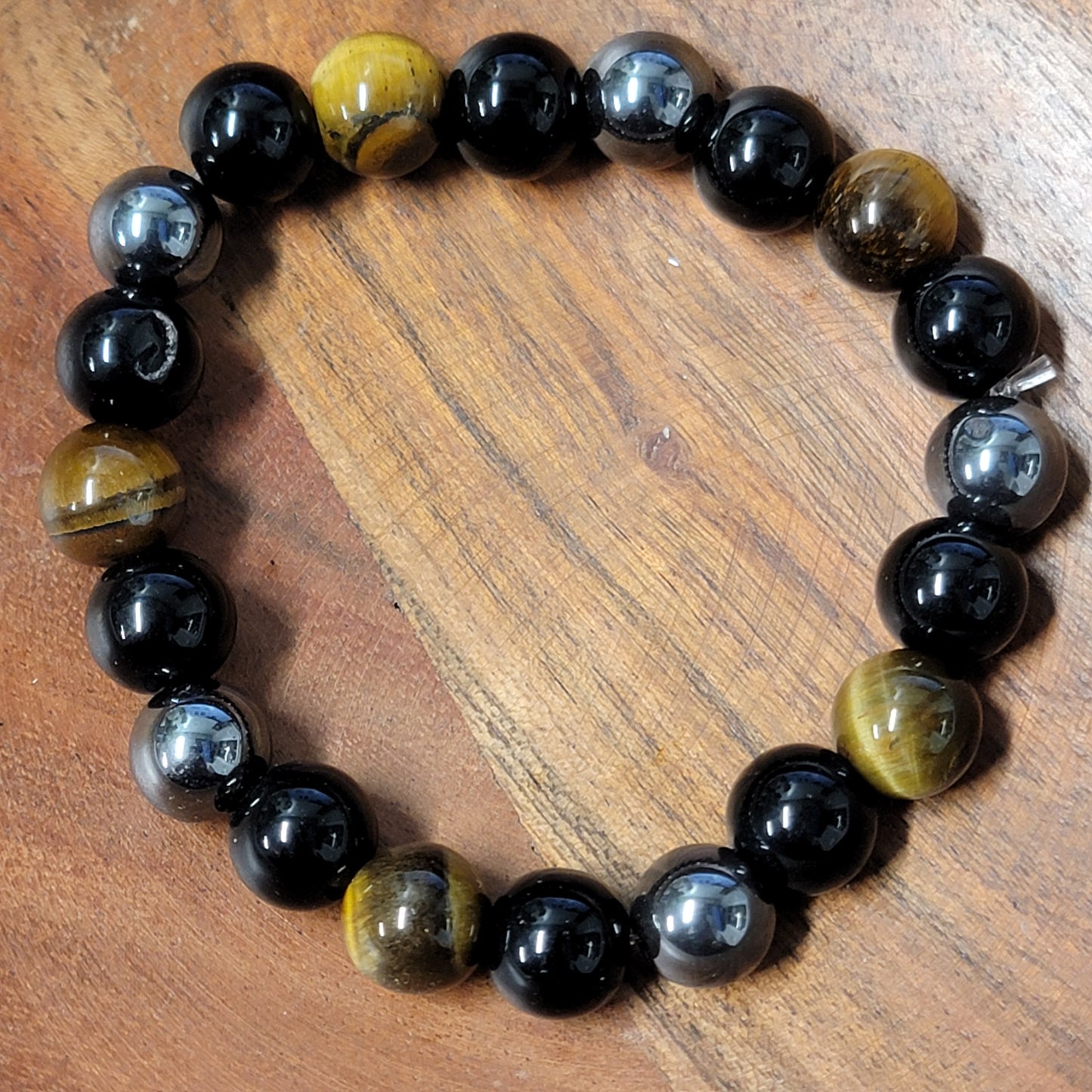 Tiger Eye, Black Obsidian, Hematite Bracelet