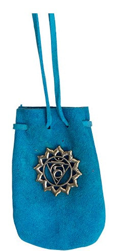 Light Blue Suede Pouch 3"