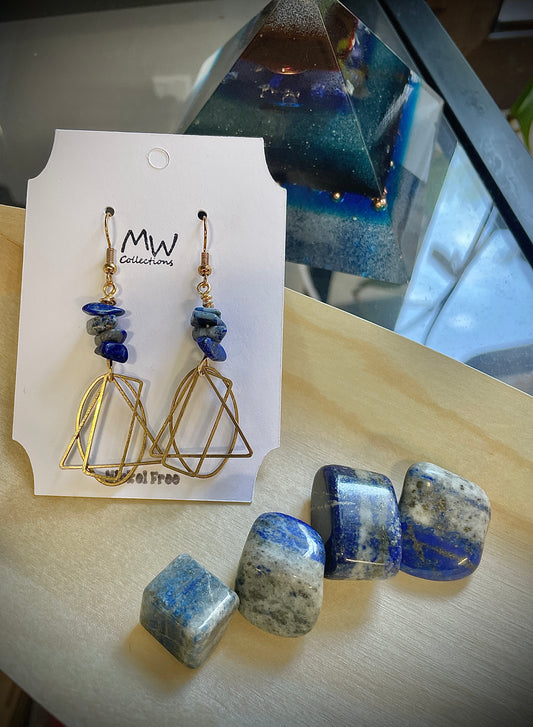 Lapis Lazuli Geometric Earrings