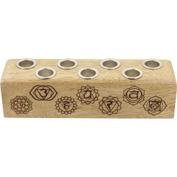 Wood Multi Mini Candle Holder - 7 Chakra