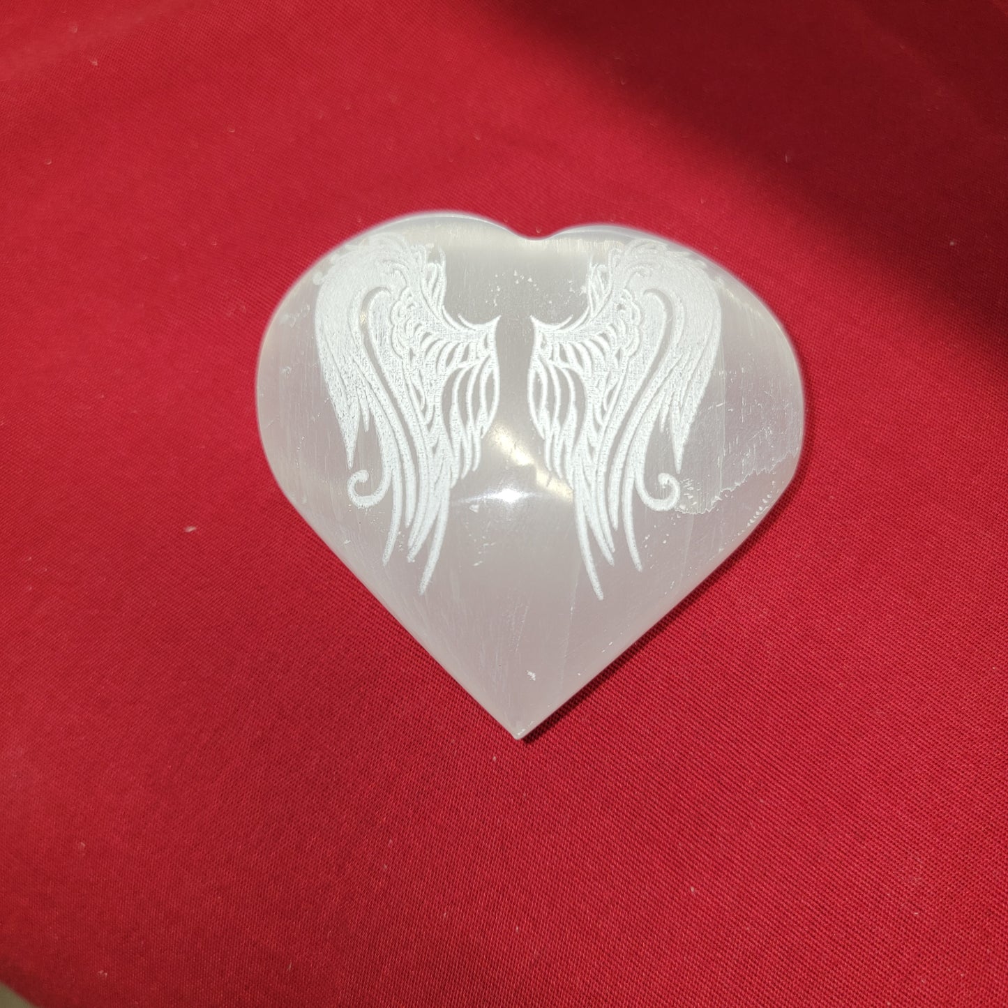 Selenite Heart w/Angel Wings