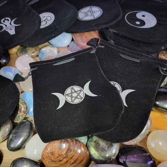 3 moon with pentacle Pouch black velvet