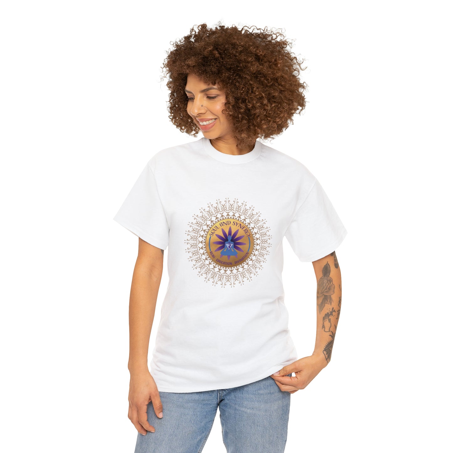 Unisex Heavy Cotton Tee With Soul and Synergy Logo