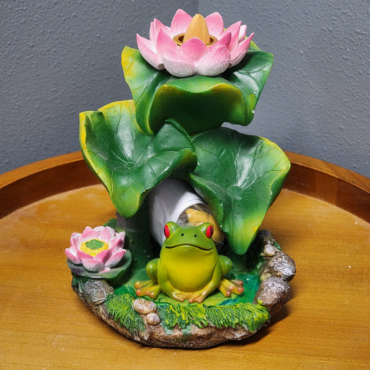 Lilly Pad Frog Back Flow Incense Burner