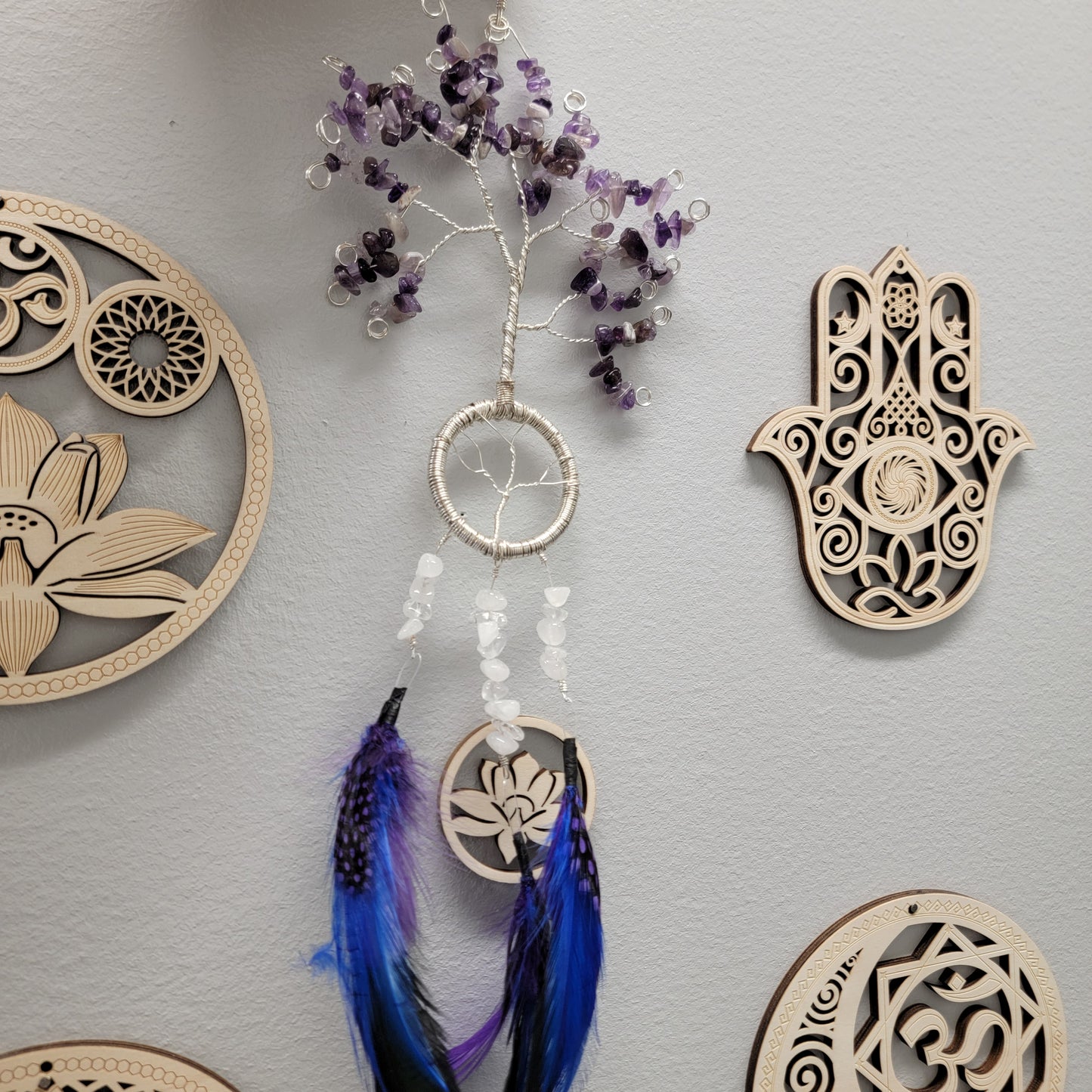 Amethyst and Quartz Hanging Chip Tree