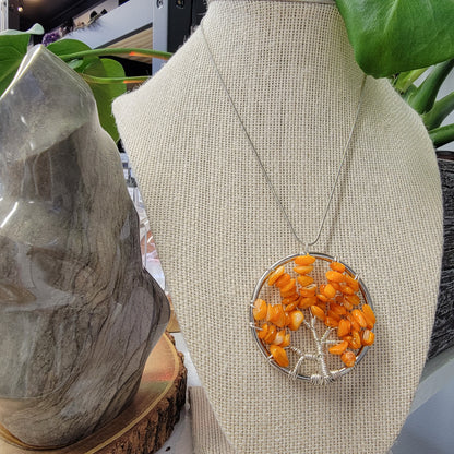 Orange Abalone Tree of Life Pendant