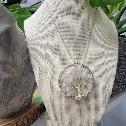 Quartz Tree of Life Pendant Necklace