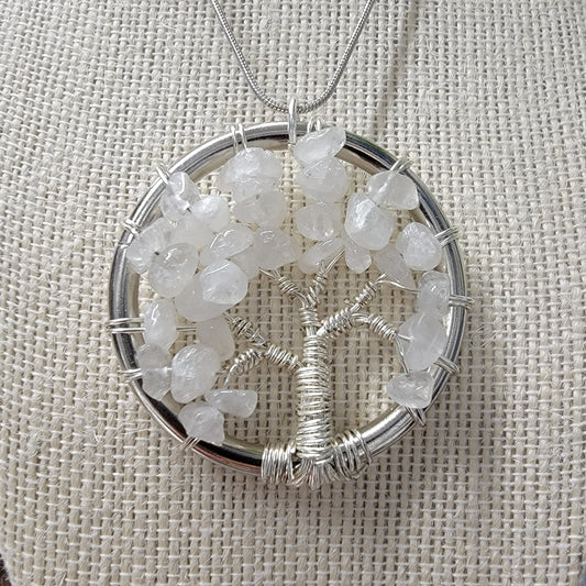 Quartz Tree of Life Pendant Necklace