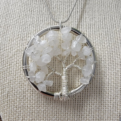 Quartz Tree of Life Pendant Necklace