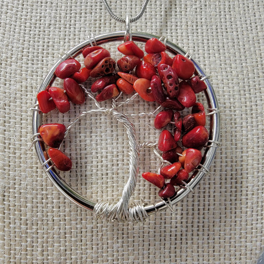 Red Agate Tree of Life Pendant