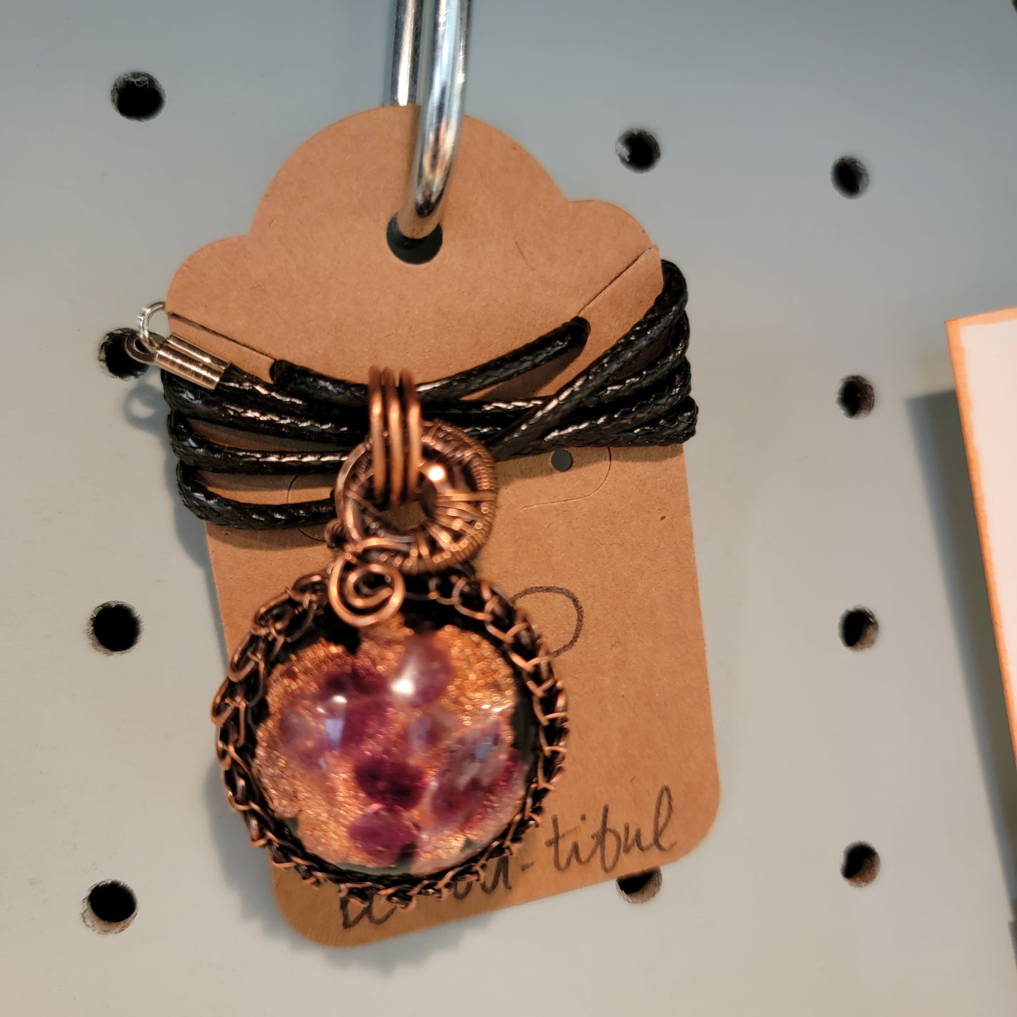 Copper Wrapped Orgonite Pendant Necklace with Copper Foil