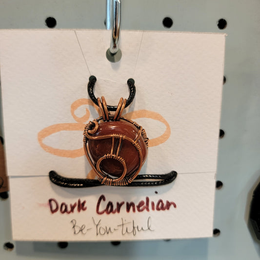 Copper Wrapped Dark Carnelian Necklace