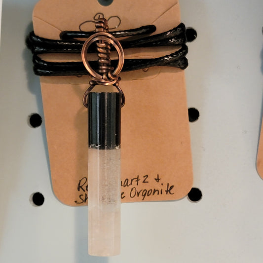 Rose Quartz Orgonite Tube Necklace