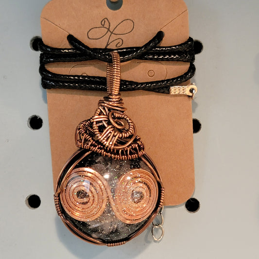 Copper Infinity Swirl Orgonite Pendant Necklace