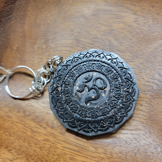 Om in Lotus Orgonite Keychain