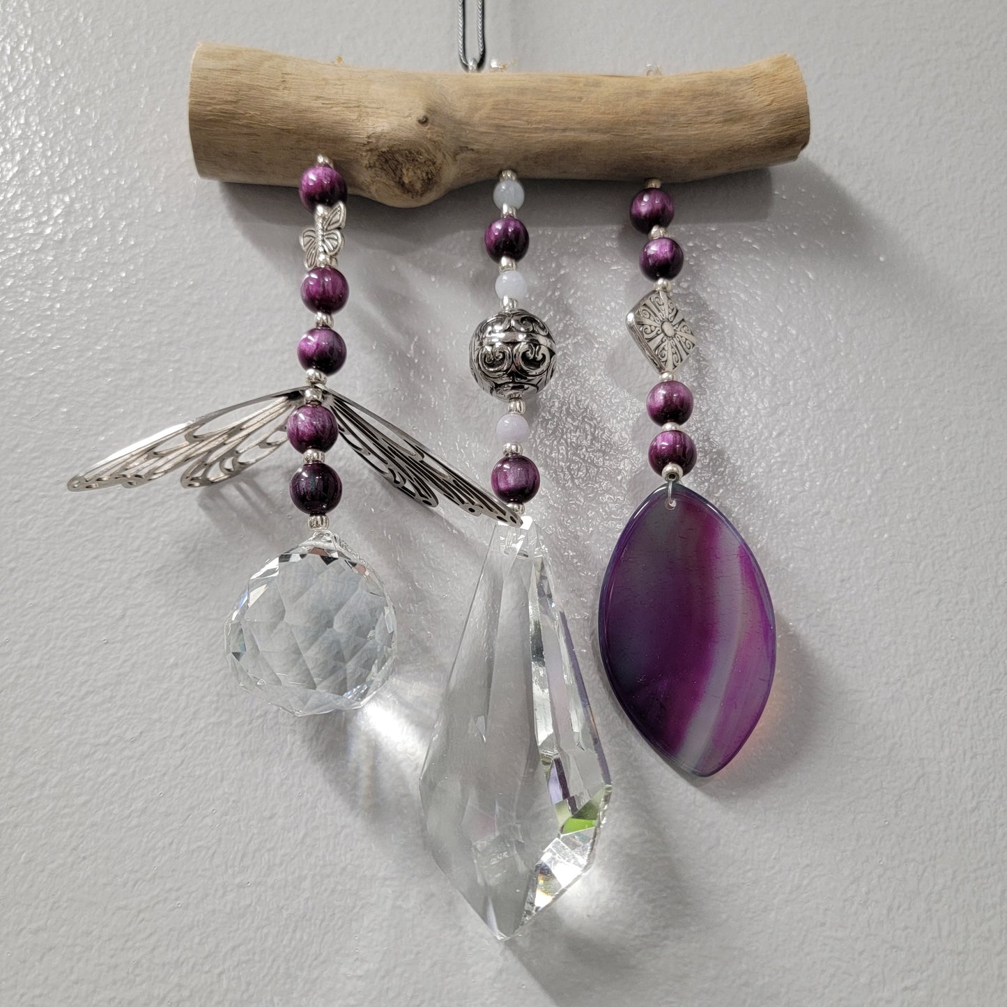 Violet Crystal with Butterfly Hanger
