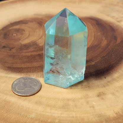 Blue Aura Quartz Wide 3 inch Tower