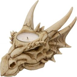 Polyresin T-Light Holder Dragon Skull