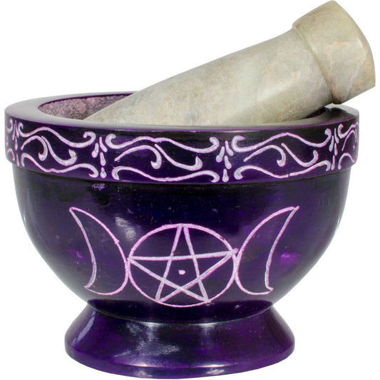 Purple - Three Moon Pentacle Mortar and Pestle