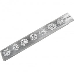 Selenite Incense Holder w/ Chakra Symbols