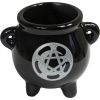 Ceramic Mini Cauldron - Celtic Moon W/pentacle