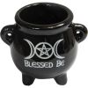 Ceramic Mini Cauldron - Triple Moon w/ Pentacle