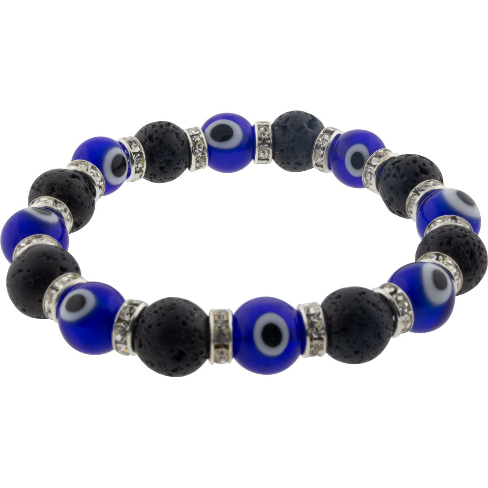 Evil Eye Lava Rock Bracelet