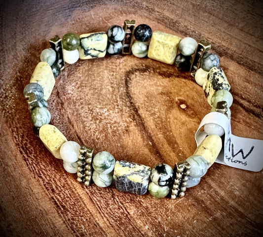 Serpentine and Jade Bracelet