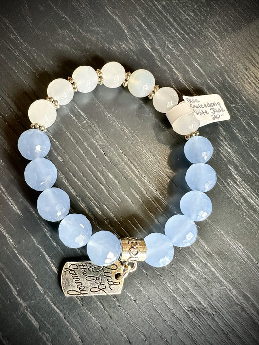 Blue Chalcedony and White Jade Bracelet