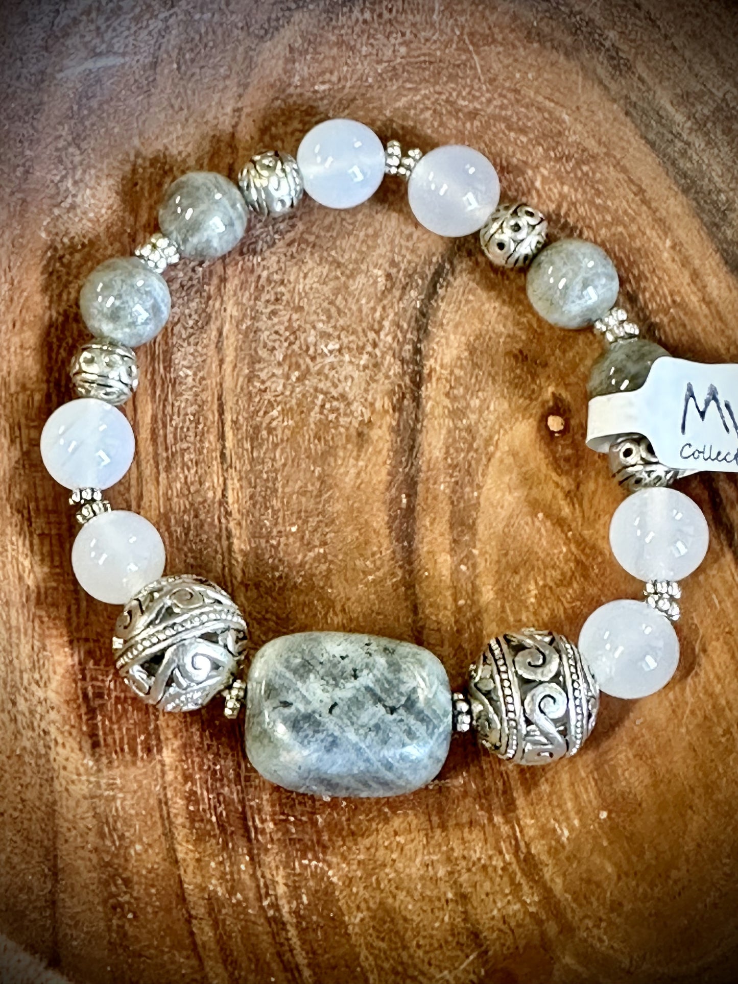 Labradorite and White Jade Bracelet