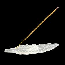 Selenite Leaf incense holder